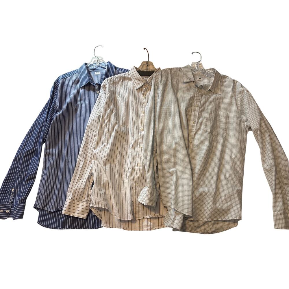 UNIQLO Size L Men's Broadcloth button Down cotton shirt - Bundle of 3